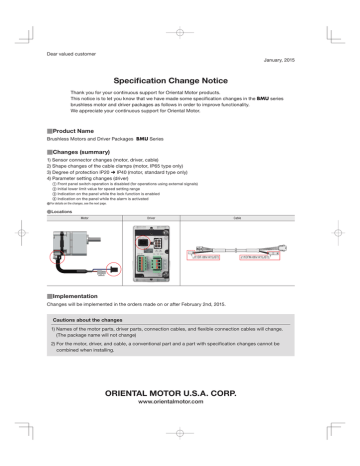 Oriental Motor BMUD120-A2 Brushless DC Motor Driver Specification ...