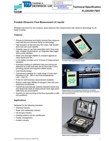 Flexim FLUXUS F601 Technical Specification | Manualzz