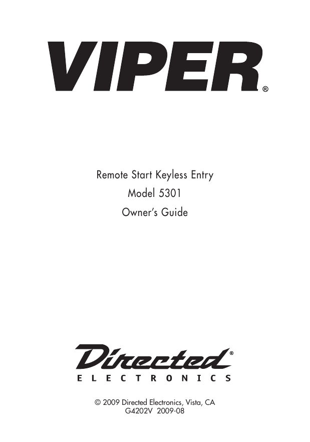 Viper 5301 Owner S Guide 2009 Manualzz Com