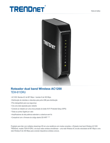 Trendnet TEW-811DRU AC1200 Dual Band Wireless Router Ficha de dados | Manualzz