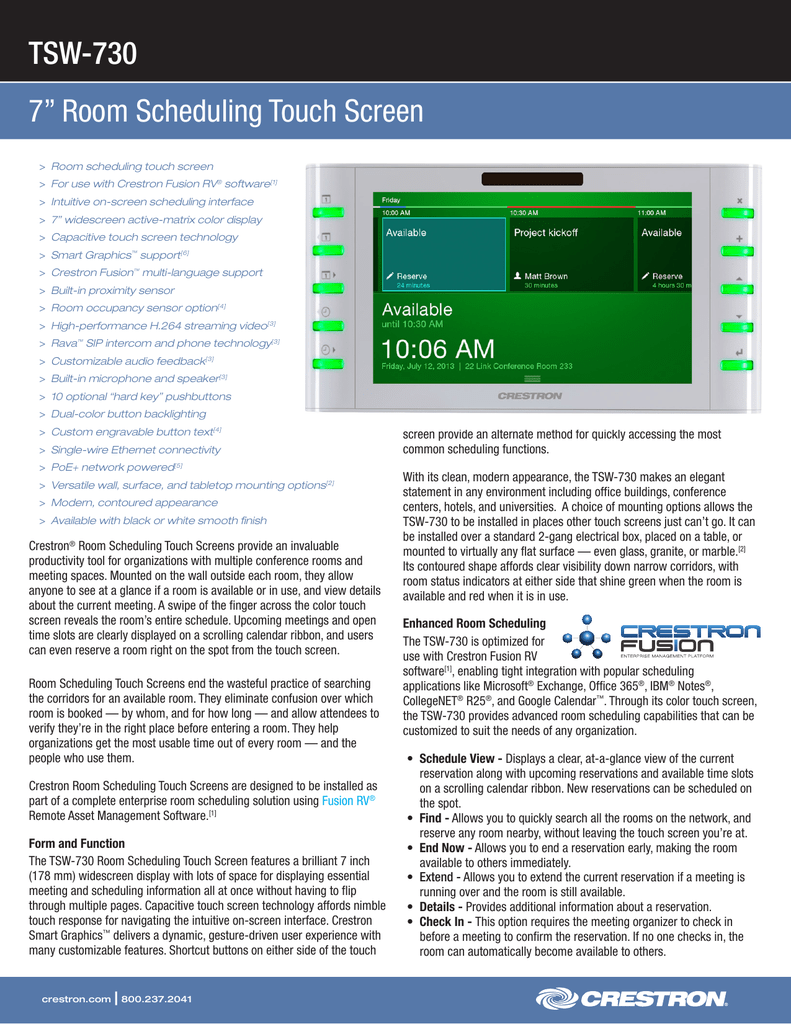 crestron room scheduling office 365