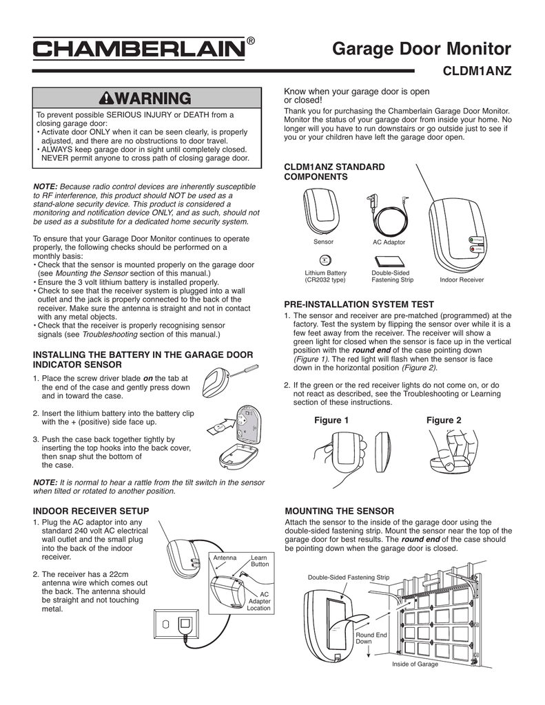 Garage Door Monitor Cldm1anz Manualzz Com
