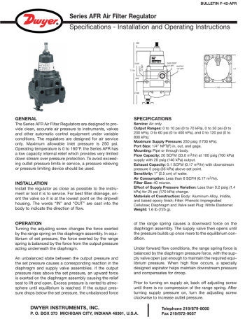 Series Afr Air Filter Regulator Specifications - Installation And 