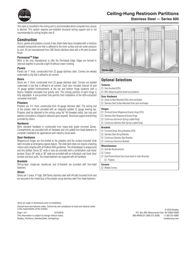 Stainless Steel Partitions Manualzz Com