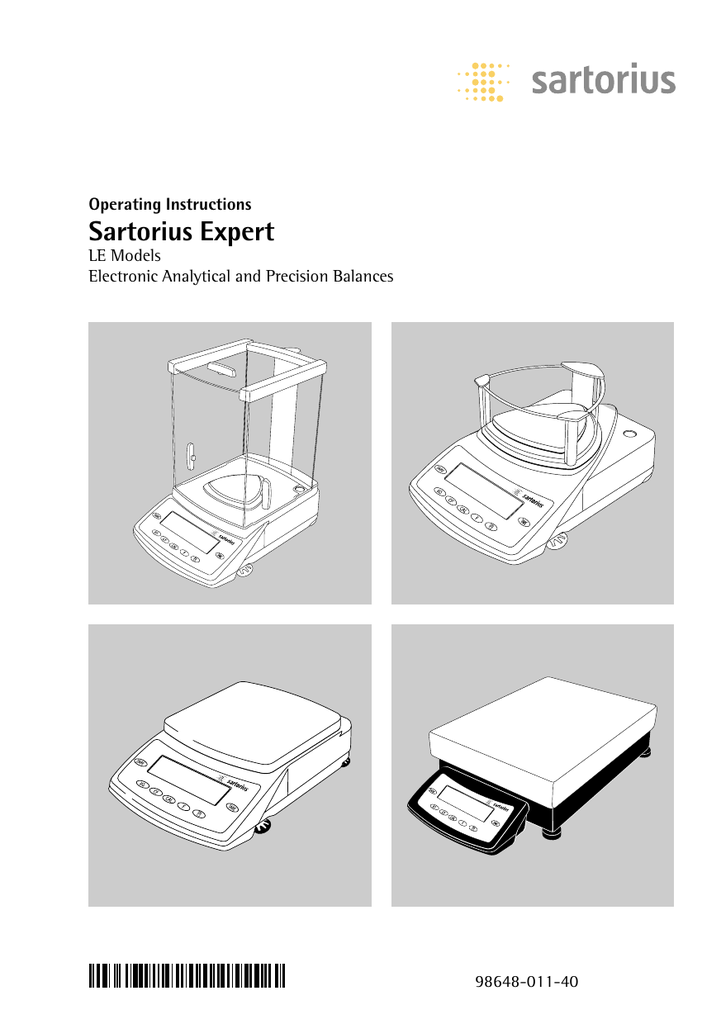 Sartorius Expert Operating Instructions LE Models Electronic Analytical and Precision Balances