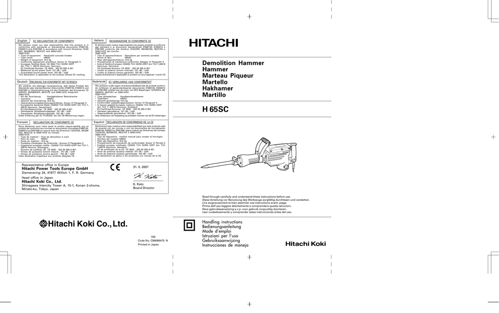 Hitachi H65SC Owner Manual Manualzz