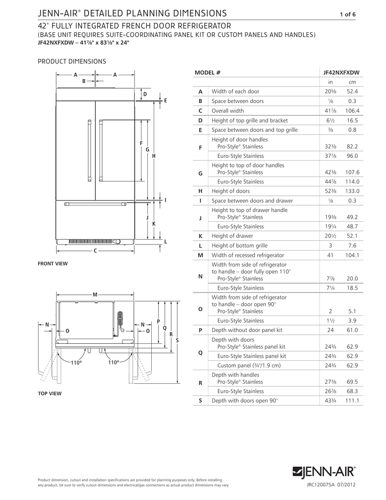 Jenn Air French Door Refrigerator User Manual