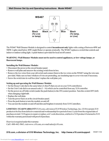 X10 Ws467 Wall Switch Module