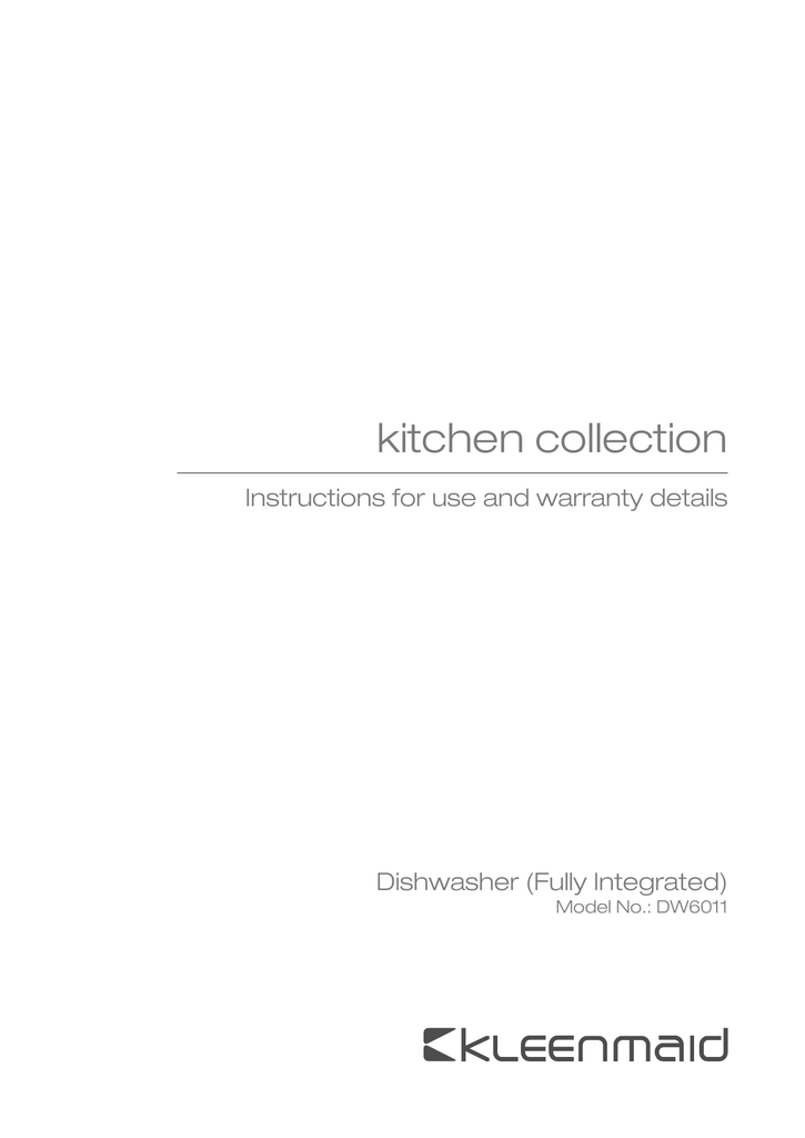 Kleenmaid DX6011 Dishwasher Manual Manualzz