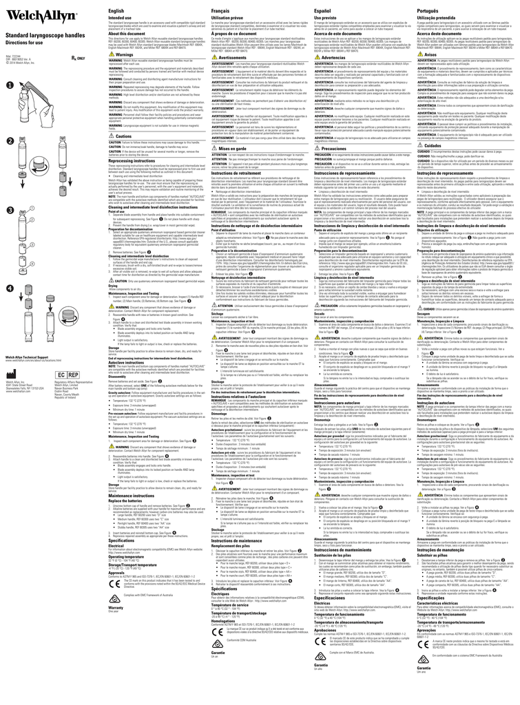 Welch Allyn Standard Laryngoscopes Handle, User Manual, Multi Manualzz