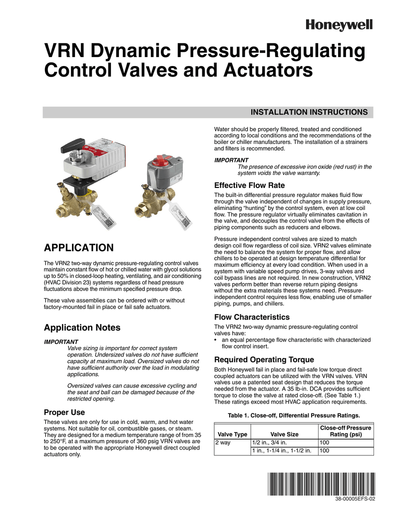 Pressure Independent Control Valve installation instructions Manualzz