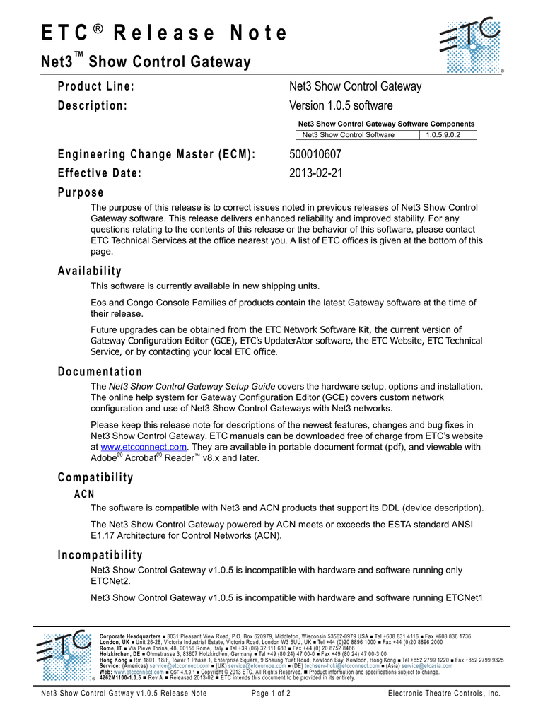 Net3 Show Control Gateway V1 0 5 Release Note Manualzz Net3 Show Control Gateway V1 0 5 Release Note