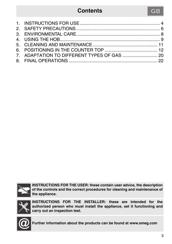 Smeg PGA96 User manual Manualzz