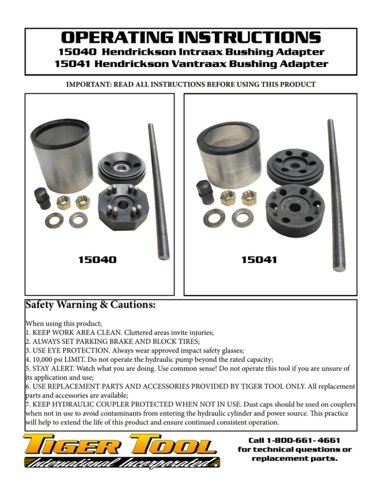 Hendrickson Intraax TriFunctional Bushing Adapter Instructions Manualzz
