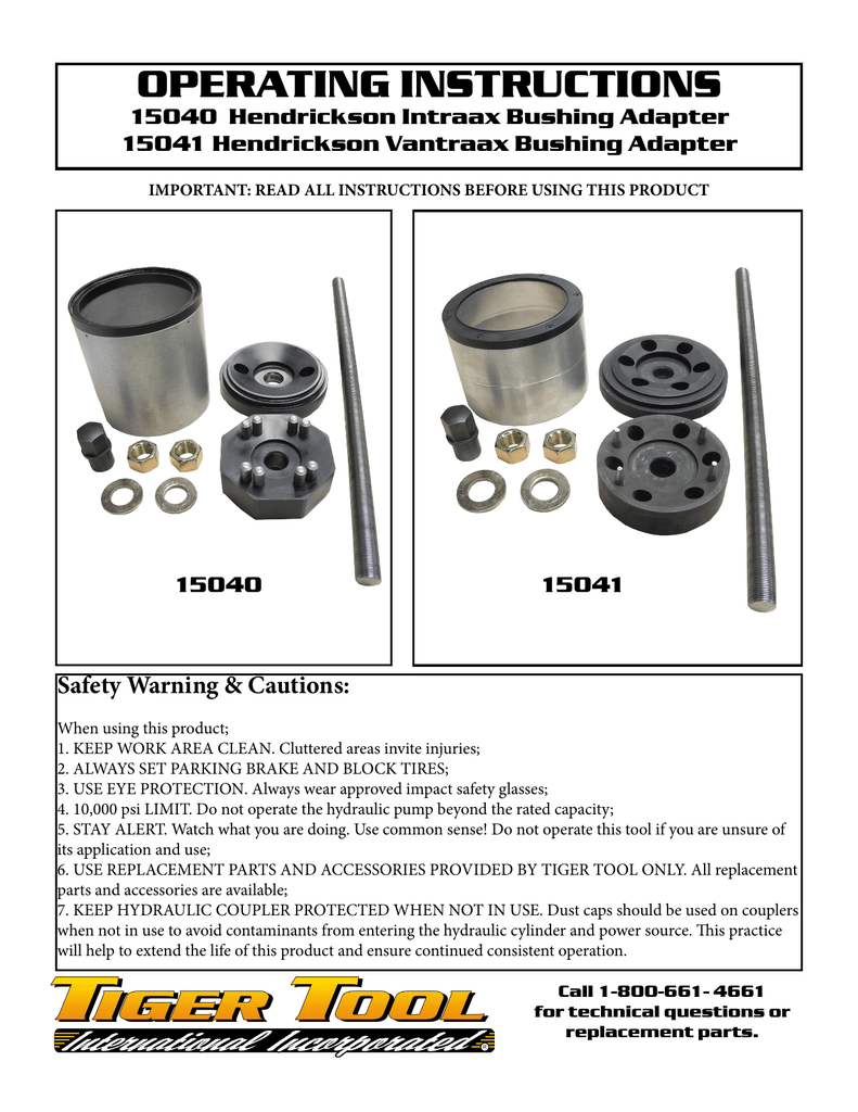 Hendrickson Intraax Tri-Functional Bushing Adapter Instructions | Manualzz