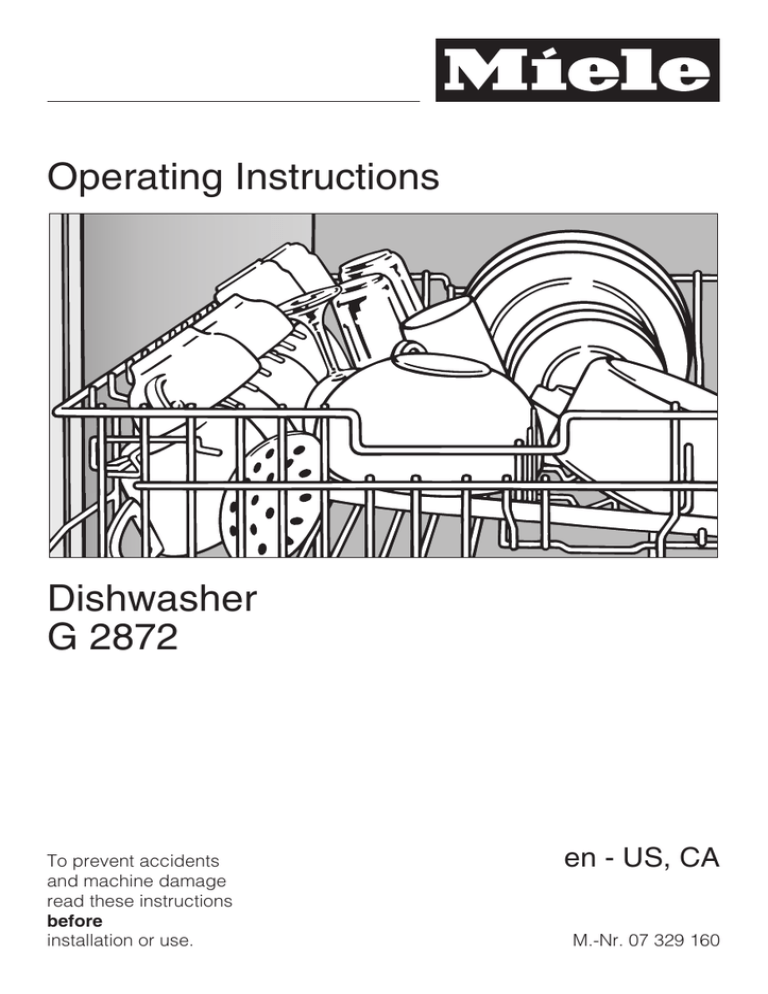 Miele Dishwasher Manual G2872 Manualzz