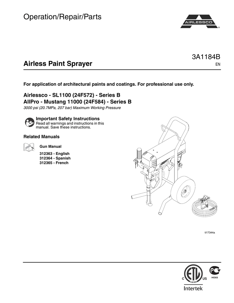 SL1100 Sprayer Operation/Repair/Parts | Manualzz