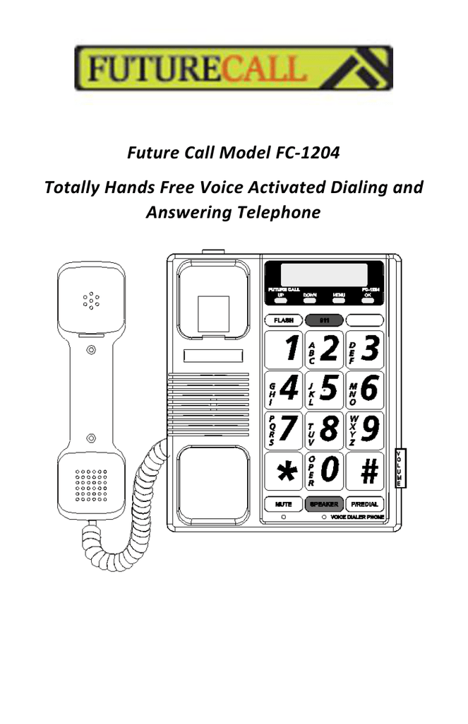 Future Call FC1204 voice dialing phone user manual Manualzz