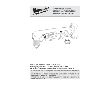 Milwaukee 2615-20 Operator's Manual | Manualzz