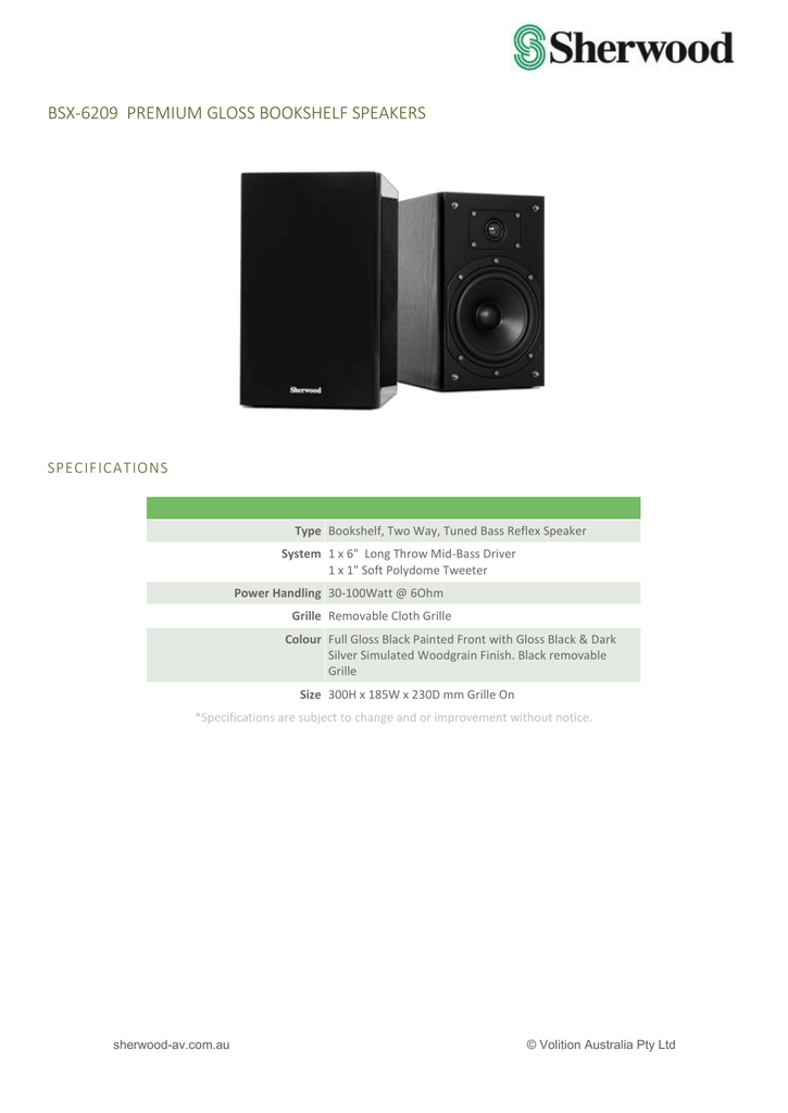 sherwood bookshelf speakers