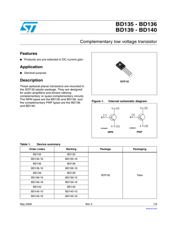 NF-performance transistor BD136-BD137-BD139-BD 140 