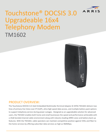 Arris TM1602A Touchstone DOCSIS 3.0 Upgradeable 16x4 Telephony Cable Modem 