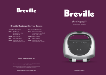 Breville the Big One BTS100 Instruction Booklet | Manualzz