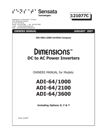 µ-Dimension ADI-64/1000 Owner's Manual | Manualzz