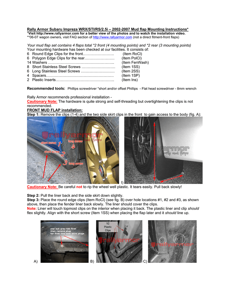 2002 subaru forester mud flaps