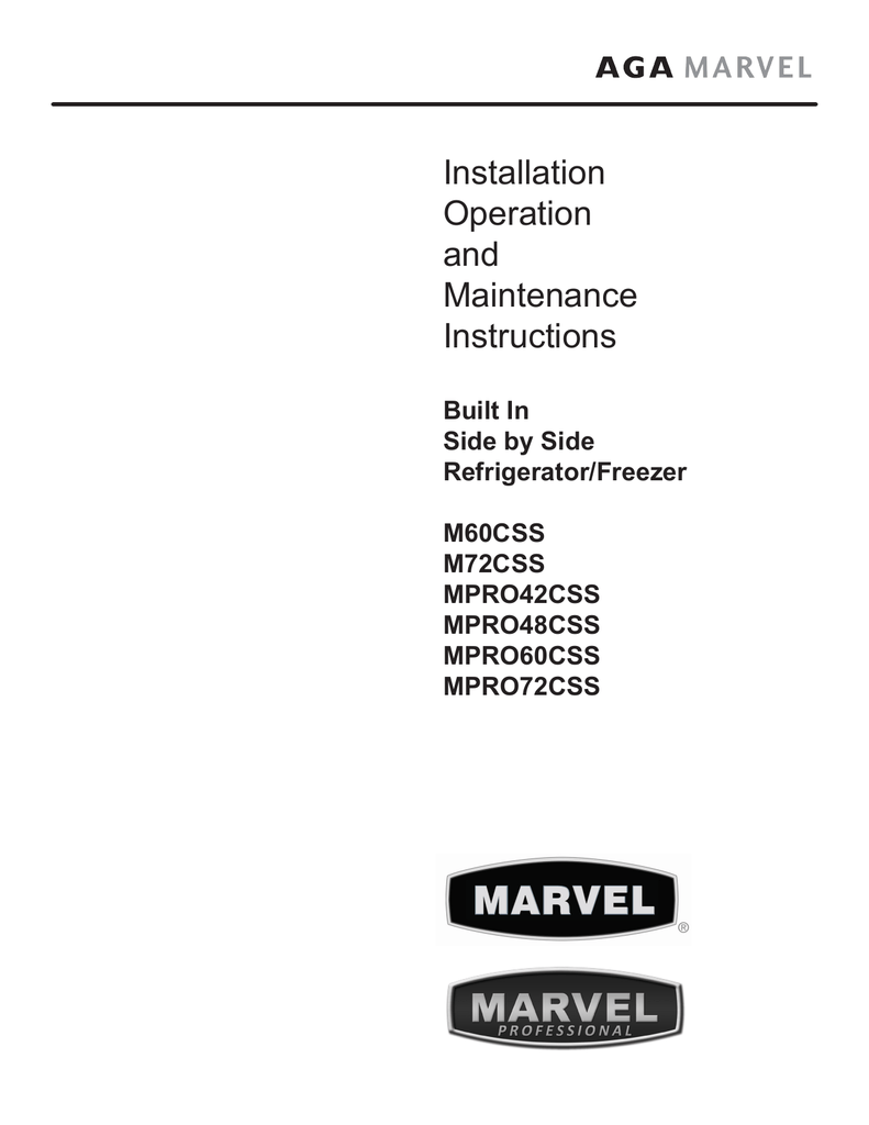 Marvel M60CSSWS Fridge Installation Instruction Manualzz