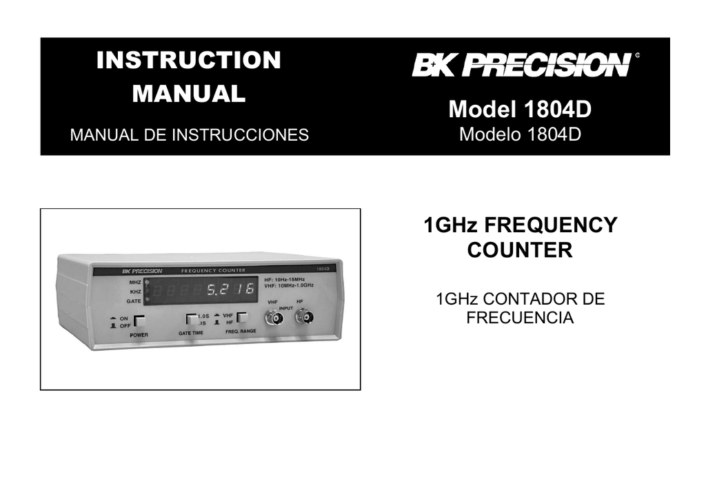 B&K Precision 1804D User Manual | Manualzz