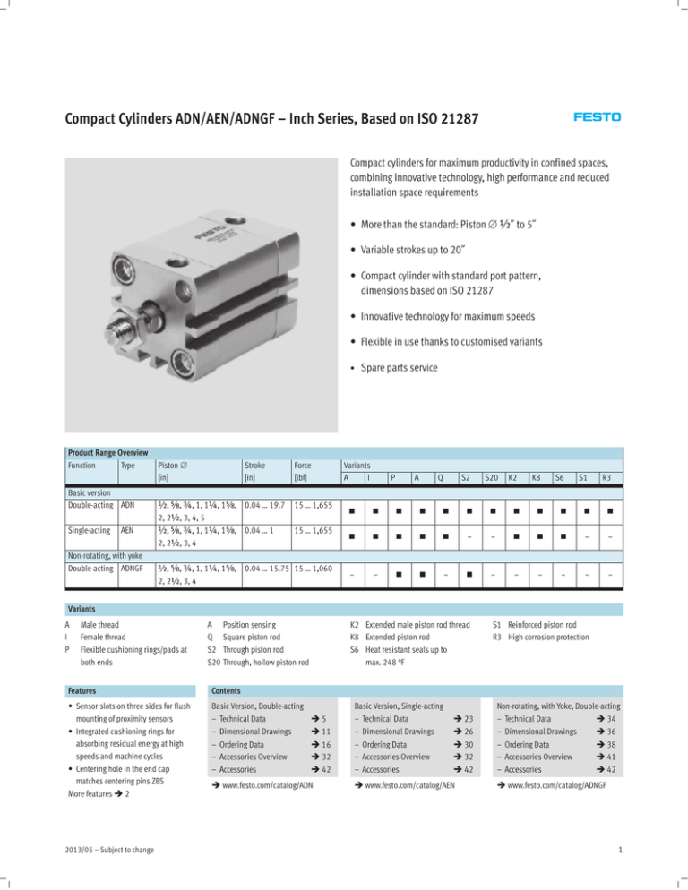 Compact Cylinders Adn Aen Adngf Inch Series Based On Iso Manualzz