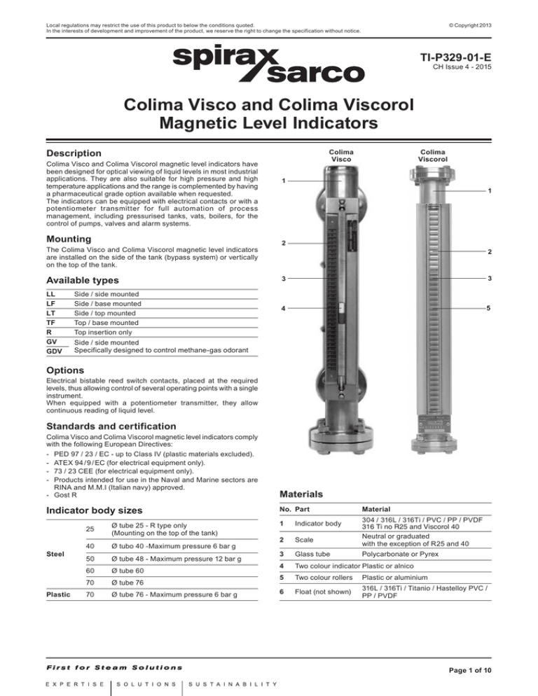 Visco And Viscorol Series Magnetic Level Indicators Manualzz