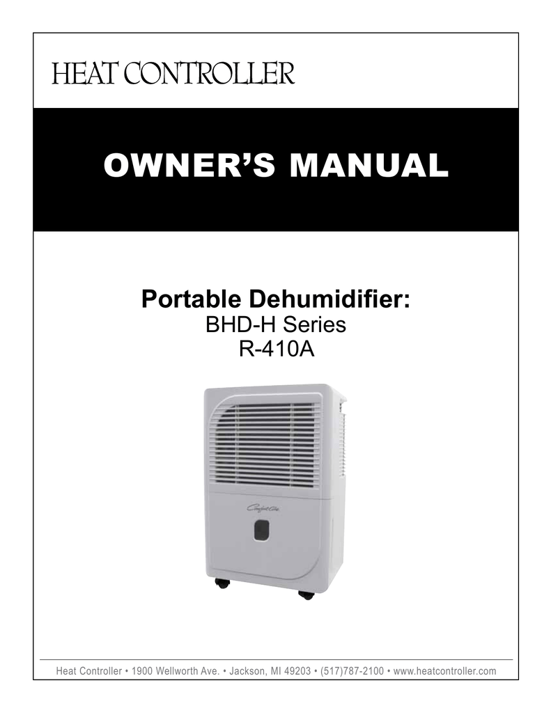 User S Manual For The Comfort Aire Bhd 301 H Dehumidifier Supplies