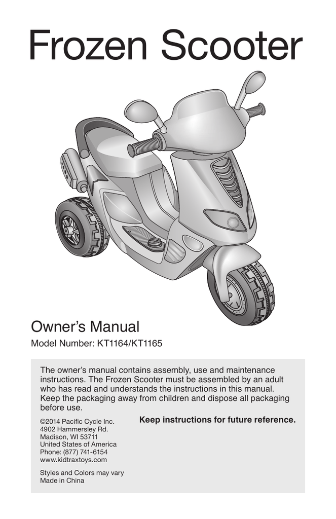 Pacific Cycle KT1165 Owner's Manual Manualzz