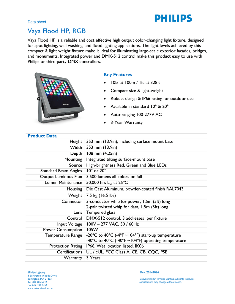 Vaya Flood Hp Rgb Data Sheet Manualzz Vaya Flood Hp Rgb Data Sheet Manualzz