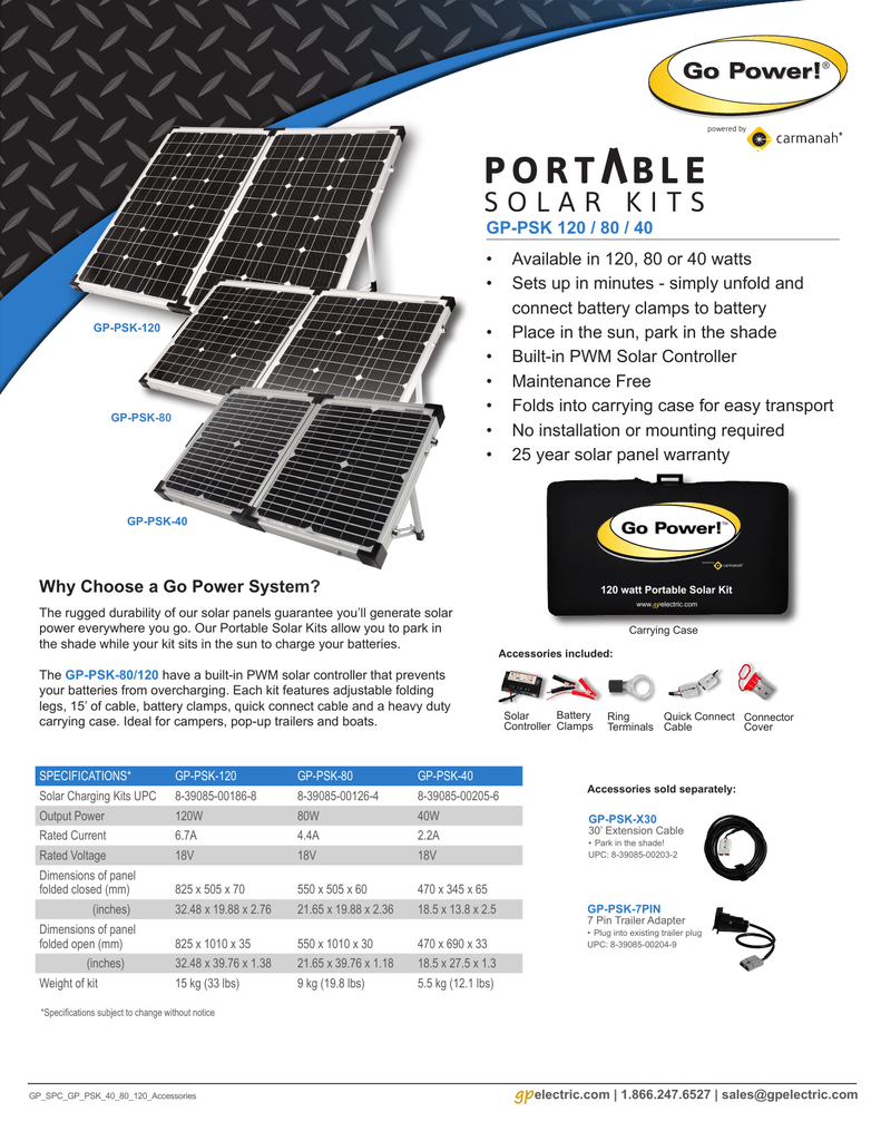 Go Power GP-PSK-X30 30 Expansion Cable Accessory for Portable Solar Kit