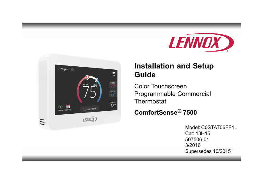 Lennox_ComfortSense_7500_series_13H15_installation_guide | Manualzz