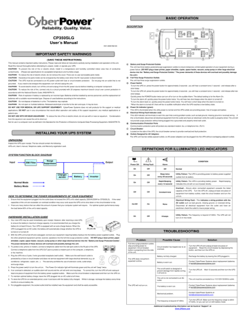 CyberPower 6-Outlet UPS System User's Manual | Manualzz