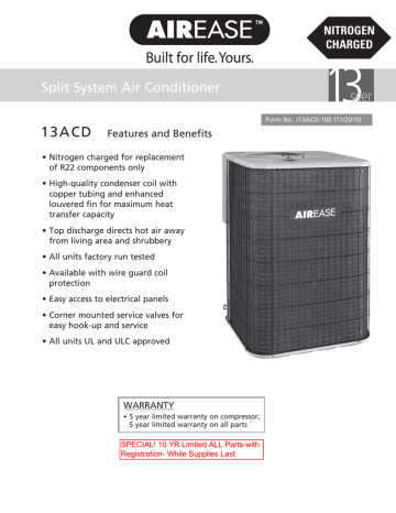 13 Seer 13acd Split System Air Conditioner Manualzz