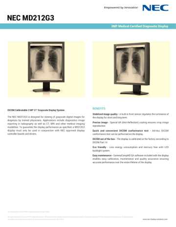 NEC MD212G3 3MP Medical Certified 