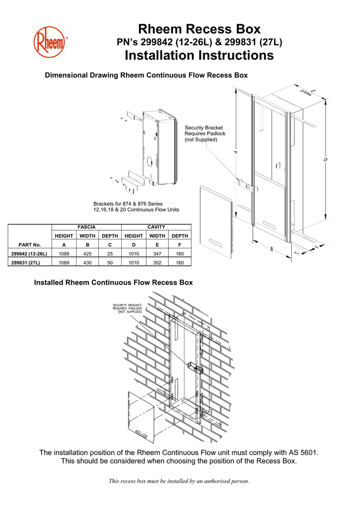 Recess Box - Installation Instructions | Manualzz