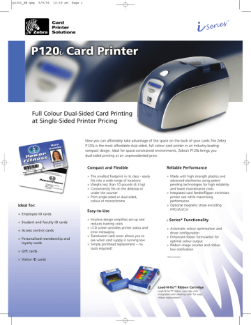 Zebra P120i Label Printer Specification Guide | Manualzz