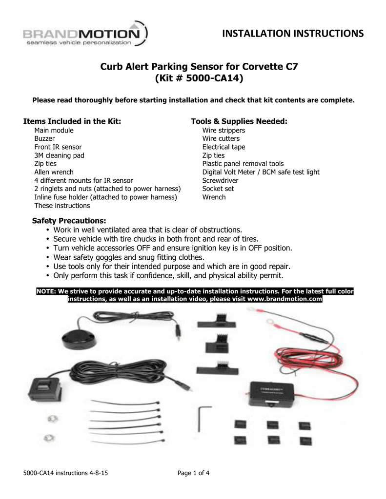 Brandmotion 5000-CA14 Curb Alert Parking Sensor for Corvette C7