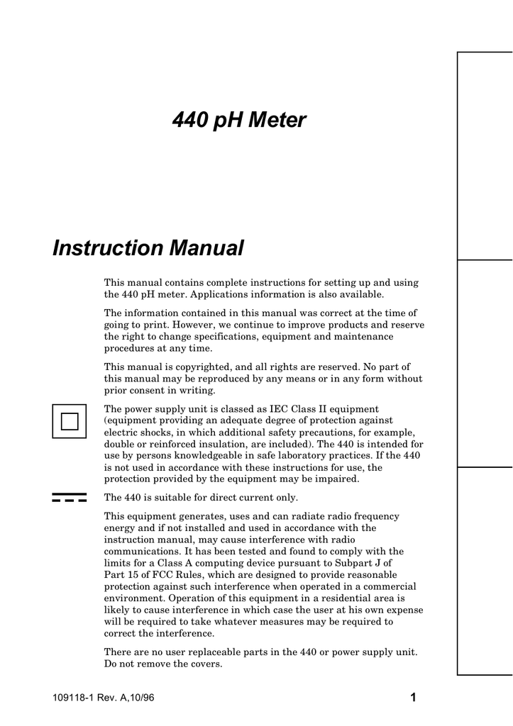 Corning 440 pH Meter Instruction manual Manualzz