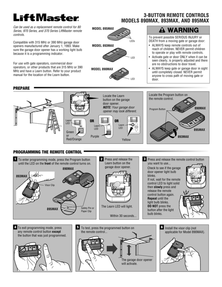Liftmaster 890max Programming Instructions (click here) Manualzz
