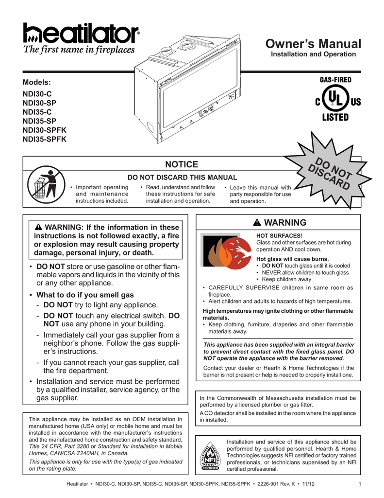 Heatilator Gas Fireplace Wiring Diagram - Fireplace World