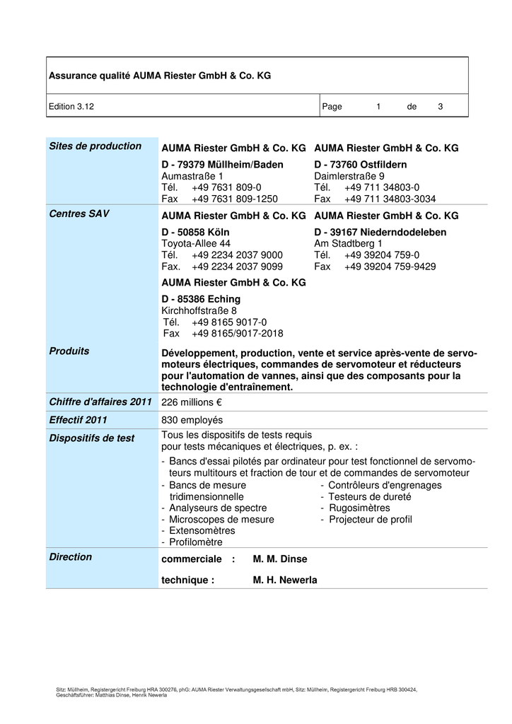 AUMA Riester GmbH & Co. KG D - 79379 Mullheim/Baden | Manualzz