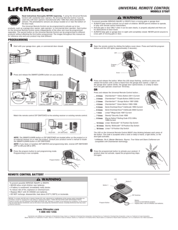 Liftmaster 375UT Programming Instructions (click here) | Manualzz