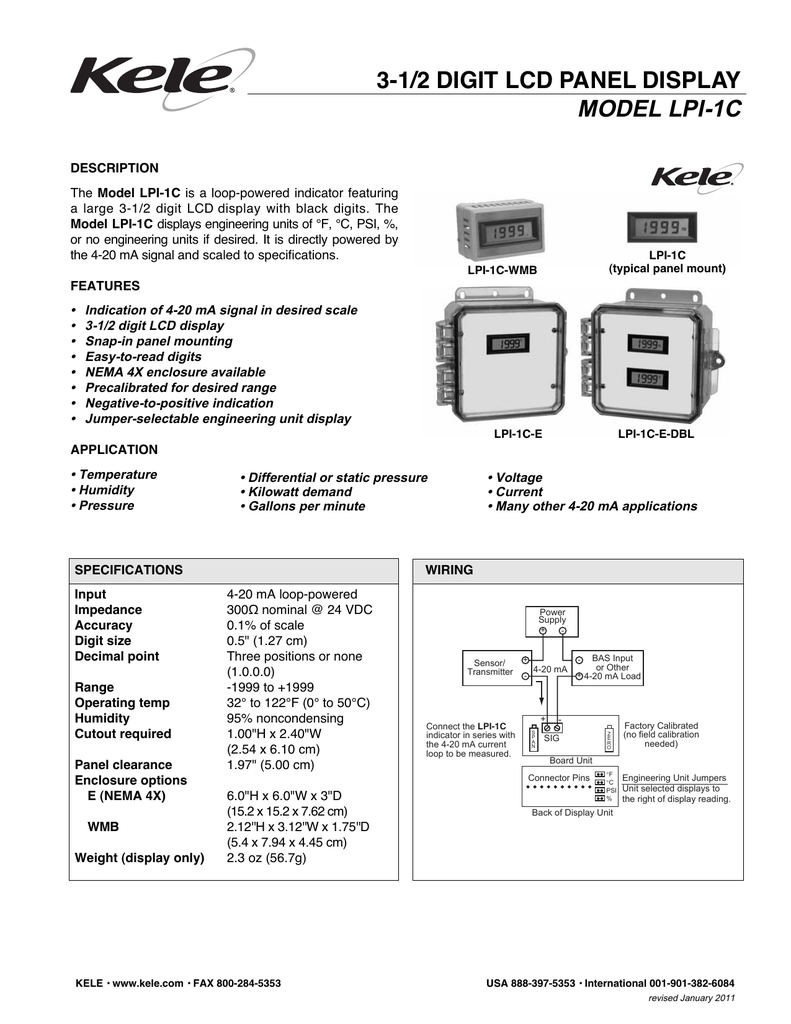 Details about   KELE LPI-1C 3.5" DIGITAL DISPLAY PANEL 0-100 